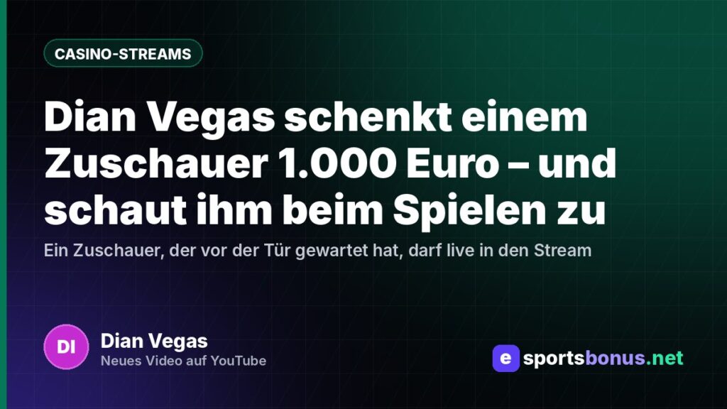 Dian Vegas schenkt einem Zuschauer 1.000 Euro – und schaut ihm beim Spielen zu