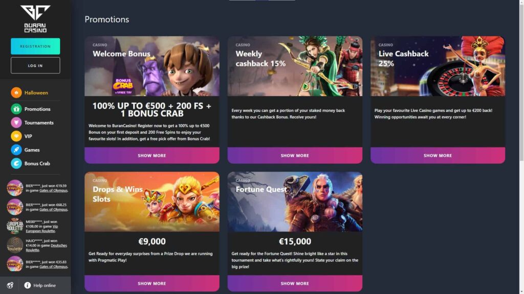 BuranCasino website