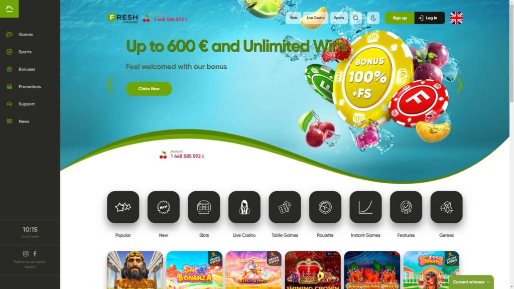 Fresh Casino website