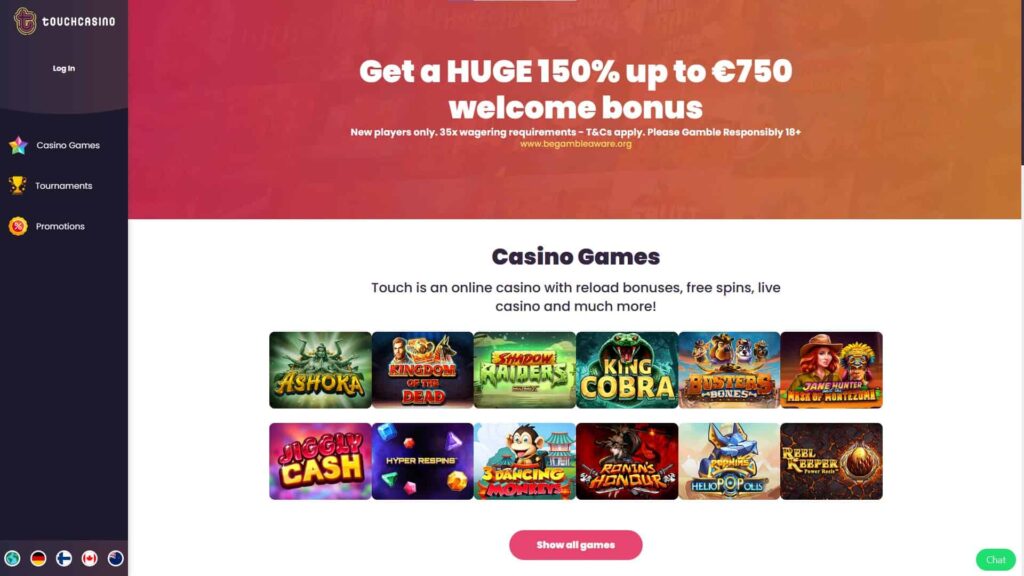 Touch Casino website