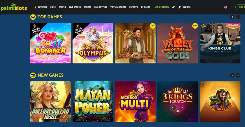 Palmslots Casino website