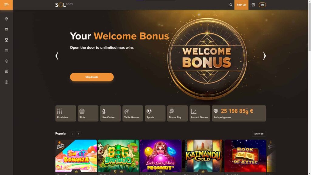 Sol Casino website