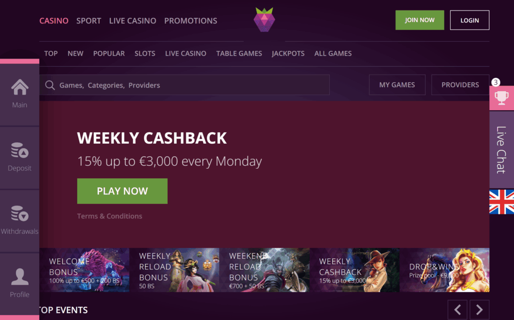 Malina Casino website