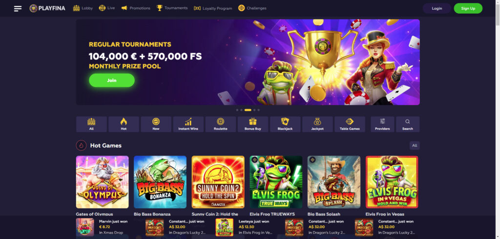 Playfina website